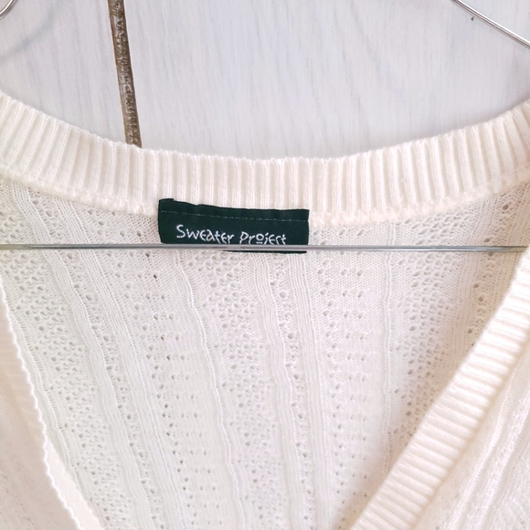 Cream Yellow Sweater Project Cropped Cardigan Short Sleeves Size S - Picture 2 of 4